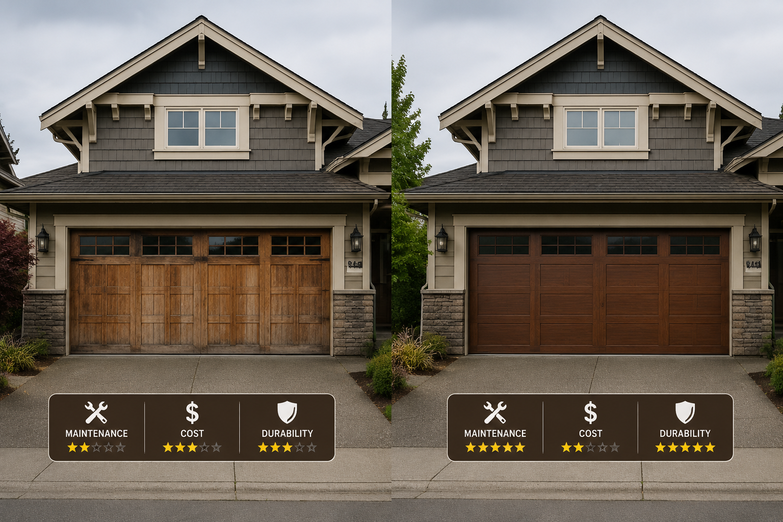 Are Faux Wood Garage Doors Better for Modern or Traditional Home Styles