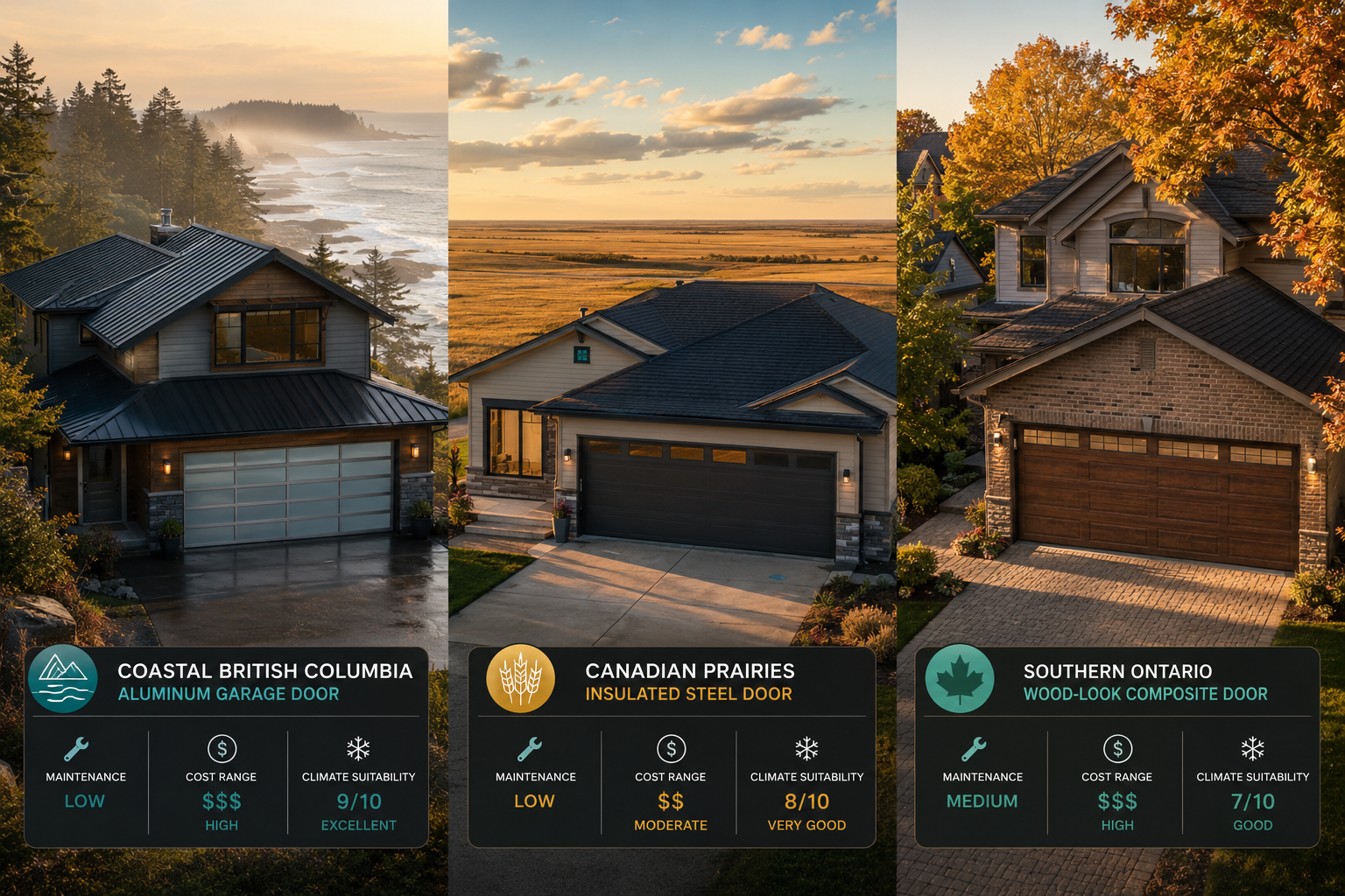 Garage Door Material for Coastal vs Prairie Canadian Regions